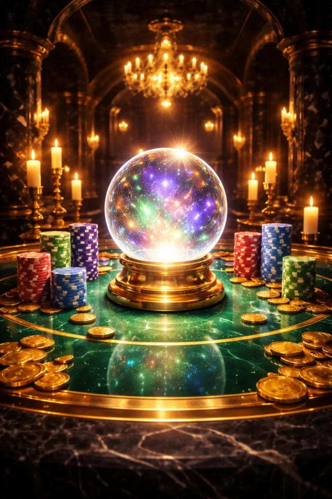 Esfera de cristal brillante sobre superficie elegante con luz suave y reflejos sutiles