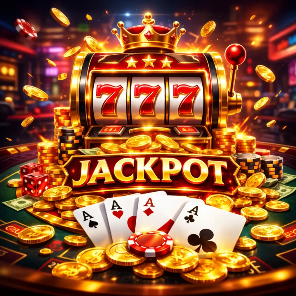 Máquina de suerte con brillo intenso y luces resplandecientes